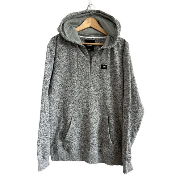 VANS Men’s Black & Grey Variegated Quarter Zip-Up Hoodie Medium - Picture 1 of 3